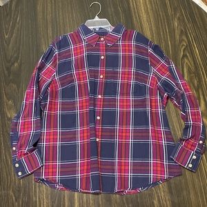 PURE ENERGY RED & BLUE OVERSIZED FLANNEL
